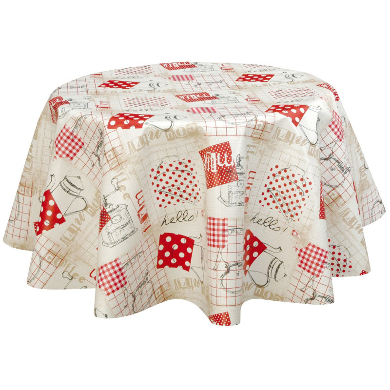 Nappe ronde en toile cirée campagne Farm - Diam. 150 cm - Beige