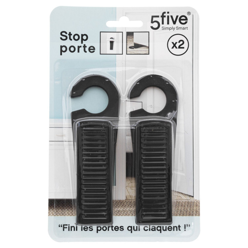 Lot de 2 Cales portes en plastique - Noir