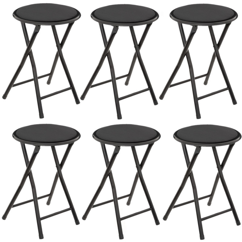 Lot de 6 Tabourets pliants avec effet velours - Noir