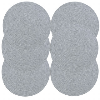 Lot de 6 sets de table rond en coton Alana - Diam. 38 cm - Gris