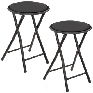 Lot de 2 Tabourets pliants avec effet velours - Noir