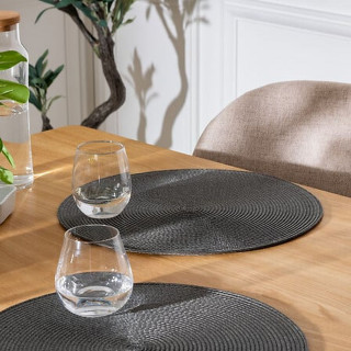 Set de table tressé rond OSCAR - Diam. 38 cm - Gris foncé