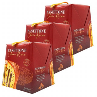 Lot 3x Panettone aux pépites de chocolat et fourré à la crème chocolat - Boîte 1,5kg