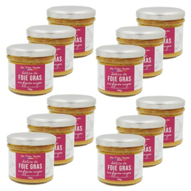 Lot 12x Délice de foie gras aux figues - Bocal 1,2kg