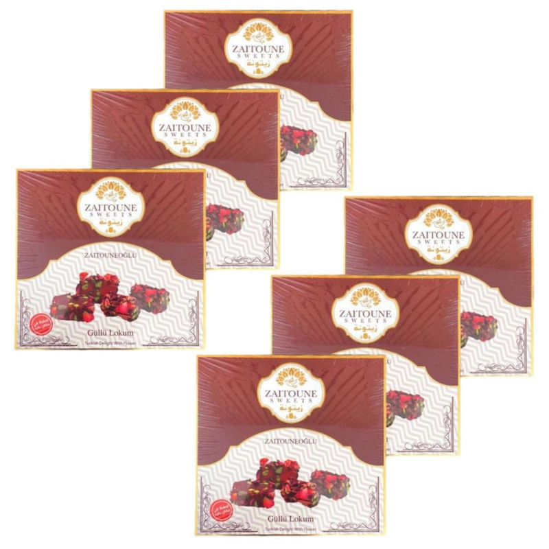 Lot 6x Zaitoune Lokum à la rose - Boîte 250g