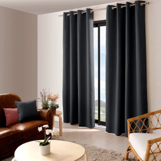 Rideau occultant grande hauteur REGLISSE - 140 x 280 cm - Gris foncé