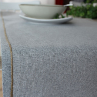 Chemin de table avec bordure jute LINA - 140 x 40 cm - Gris