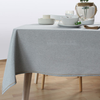Nappe rectangulaire avec bordure jute LINA - 240 x 140 cm - Gris