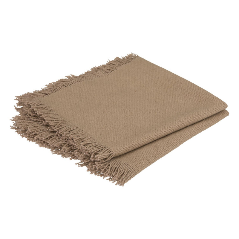 Ensemble de 2 serviettes de table à franges MAHA - 40 x 40 cm - Beige