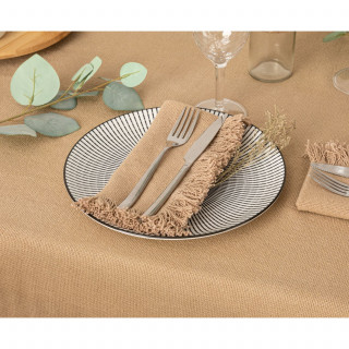 Ensemble de 2 serviettes de table à franges MAHA - 40 x 40 cm - Beige