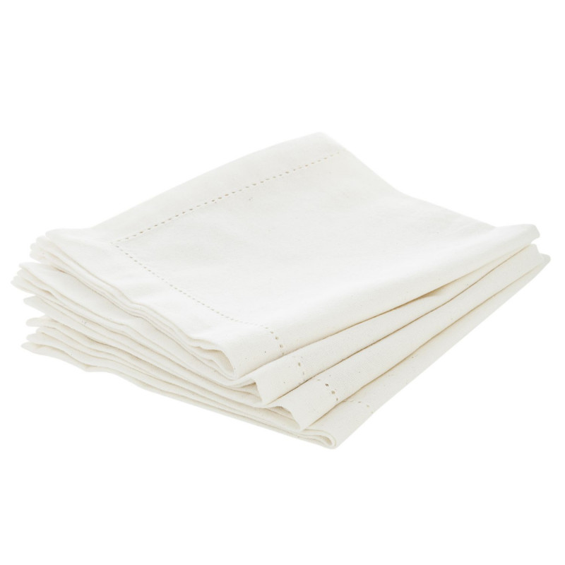 Ensemble de 4 serviettes de table CHAMBRAY - 40 x 40 cm - Blanc