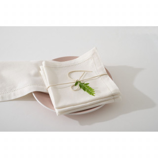 Ensemble de 4 serviettes de table CHAMBRAY - 40 x 40 cm - Blanc