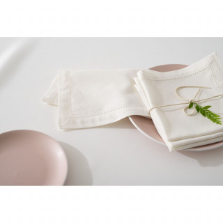 Ensemble de 4 serviettes de table CHAMBRAY - 40 x 40 cm - Blanc