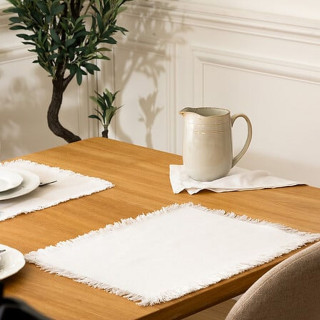 Set de table en coton MAHA - 45 cm x 30 cm - Blanc