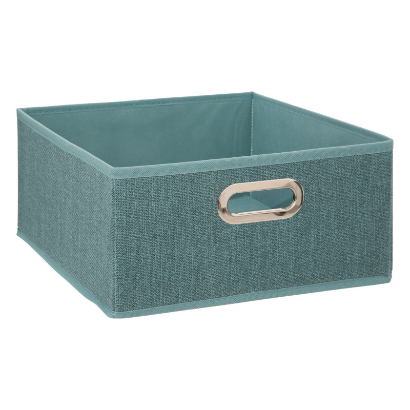 Boîte de rangement en tissu MIX 'N MODUL - L.31 x l.31 x H.15 cm - Bleu chiné