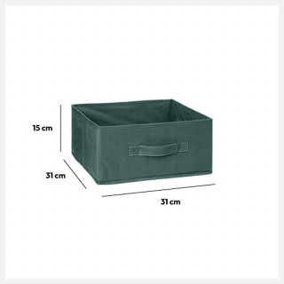 Boîte de rangement en velours MIX 'N MODUL - L.31 x l.31 x H.15 cm - Kaki