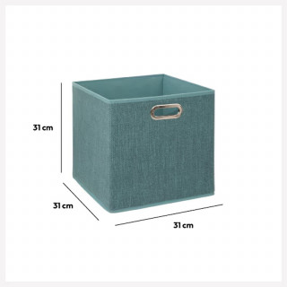 Boîte de rangement en tissu MIX 'N MODUL - L.31 x l.31 x H.31 cm - Bleu chiné