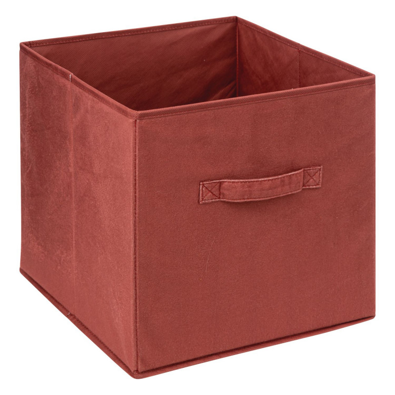 Boîte de rangement en velours MIX 'N MODUL - L.31 x l.31 x H.31 cm - Terre de sienne