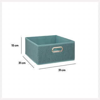 Lot de 6 boîtes de rangement en tissu MIX 'N MODUL - L.31 x l.31 x H.15 cm - Bleu chiné