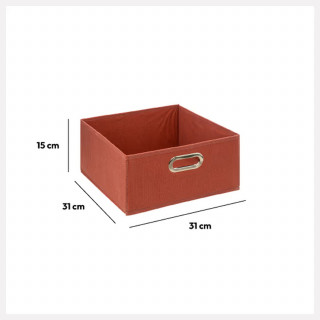 Lot de 6 boîtes de rangement en tissu MIX 'N MODUL - L.31 x l.31 x H.15 cm - Terre de sienne