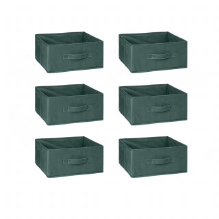 Lot de 6 boîtes de rangement en velours MIX 'N MODUL - L.31 x l.31 x H.15 cm - Kaki