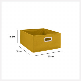 Lot de 6 boîtes de rangement en tissu MIX 'N MODUL - L.31 x l.31 x H.15 cm - Moutarde