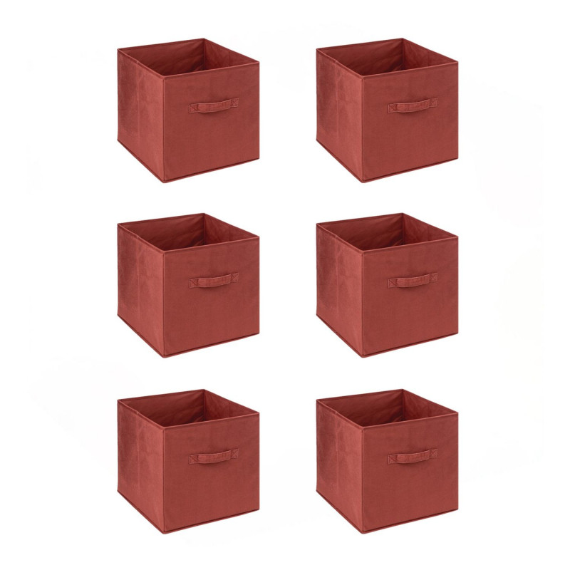 Lot de 6 boîtes de rangement en velours MIX 'N MODUL - L.31 x l.31 x H.31 cm - Terre de sienne