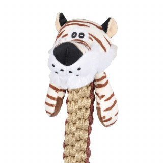 Peluche tigre avec corde pour chien - Marron