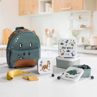 Lot de 4 boites à goûter imprimées Dinosaures
