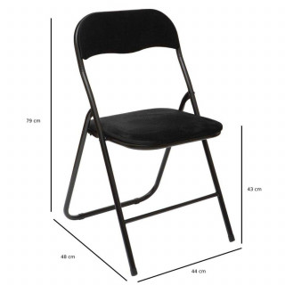 Chaise pliante effet velours noir
