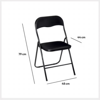 Lot de 2 chaises pliantes en PVC noir