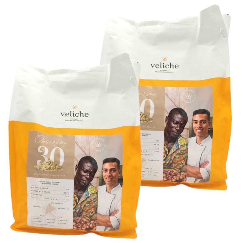 Lot 2x Chocolat de couverture blanc 30% de cacao - Sachet 5kg