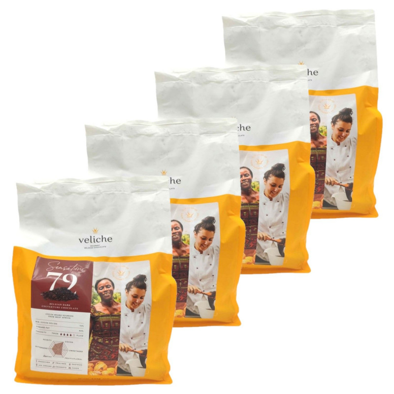 Lot 4x Chocolat de couverture noir 72% de cacao - Sachet 10kg