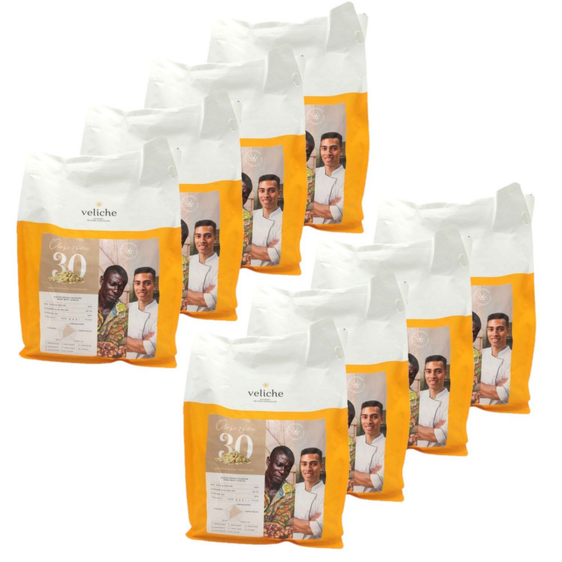 Lot 8x Chocolat de couverture blanc 30% de cacao - Sachet 20kg