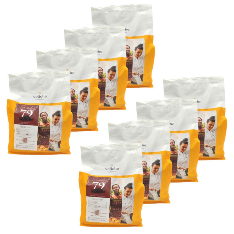 Lot 8x Chocolat de couverture noir 72% de cacao - Sachet 20kg