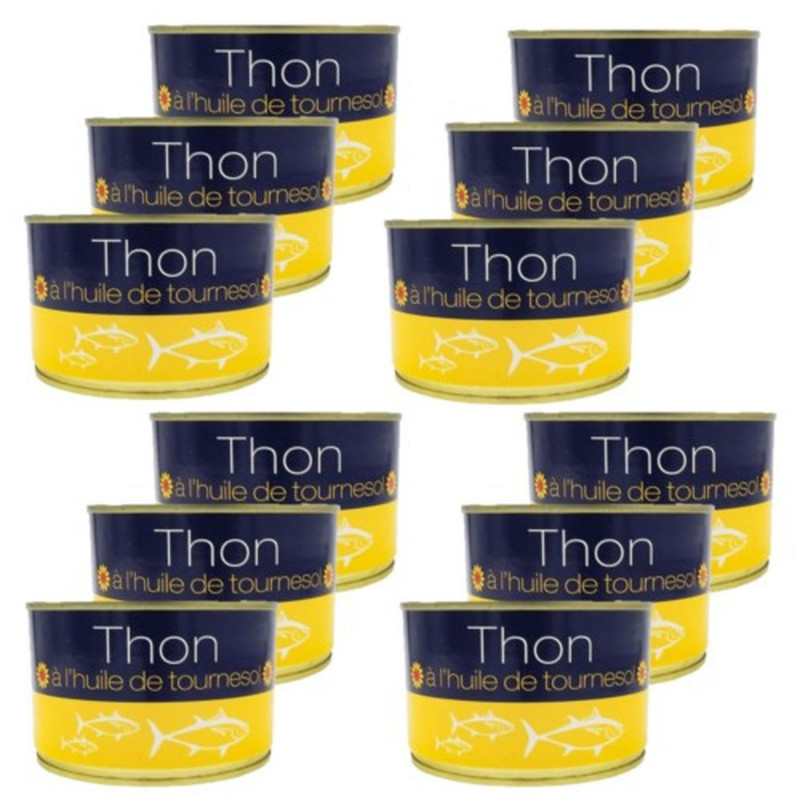 Lot 12x Thon entier à l'huile de tournesol - Boîte 4,8kg