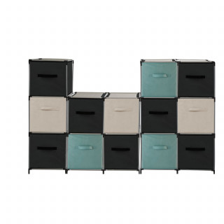 Lot de 6 boîtes de rangement en tissu MIX N' MODUL - L. 31 x l. 31 x H. 31 cm - Vert céladon