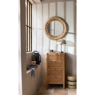 Chiffonnier 4 tiroirs en cannage TIRIA - Marron