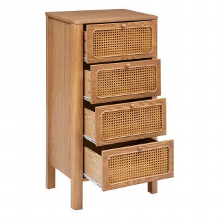 Chiffonnier 4 tiroirs en cannage TIRIA - Marron