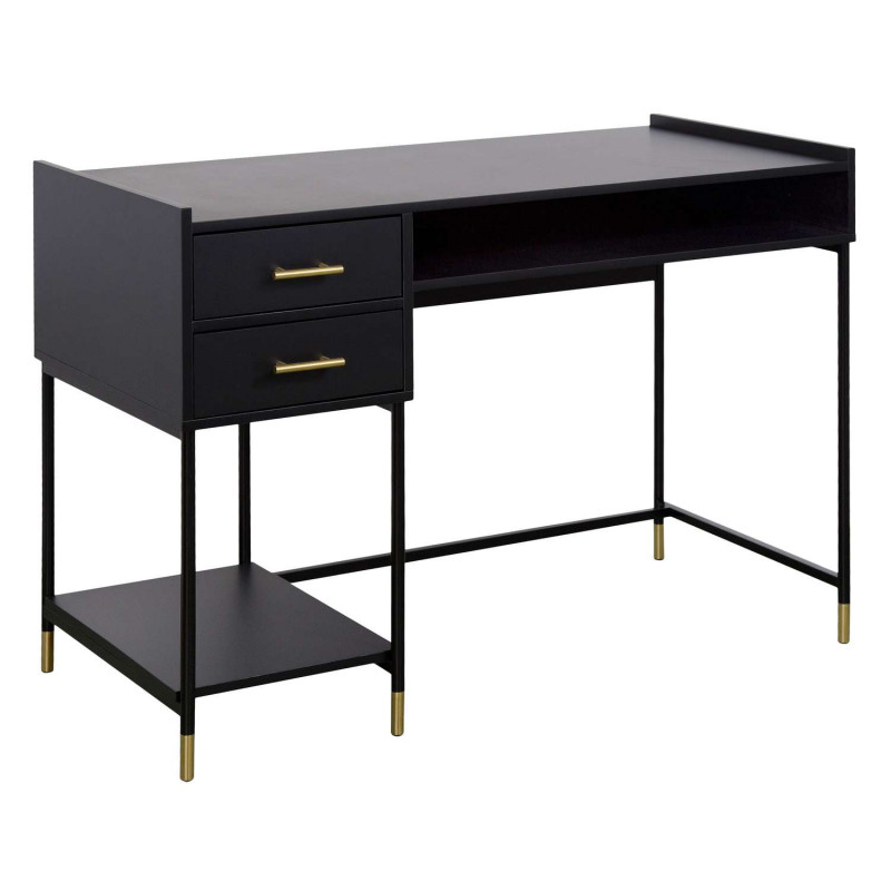 Bureau 2 tiroirs en bois TEDY - Noir