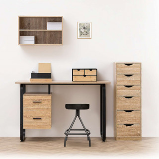 Bureau avec caisson en bois - Marron