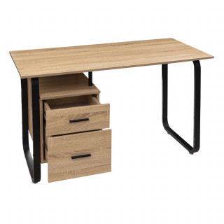 Bureau avec caisson en bois - Marron