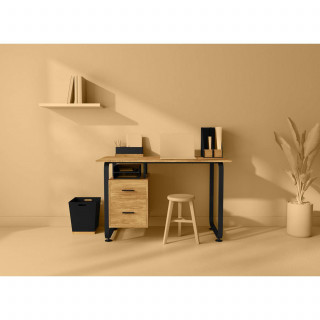 Bureau avec caisson en bois - Marron