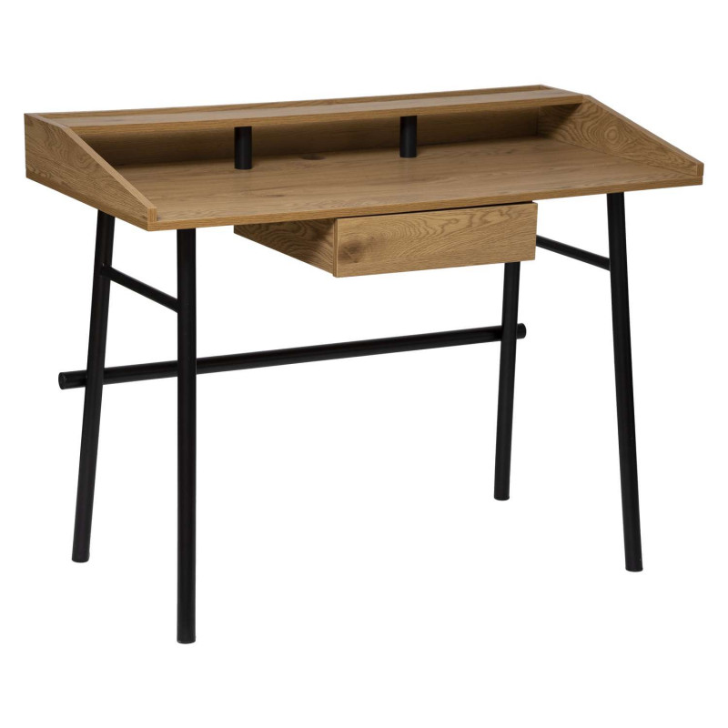 Bureau vintage 1 tiroir en bois JOSAN - Marron Bureau vintage 1 tiroir en bois JOSAN - Marron