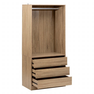 Dressing 3 tiroirs avec penderie - Beige
