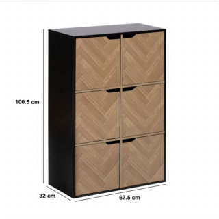 Etagère 6 cases Mix'n Door CHEVRONS - Beige et noir