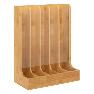 Porte-capsules en plastique et bambou - Beige