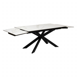Table à manger extensible en céramique et métal pour 6 à 8 personnes - Blanc