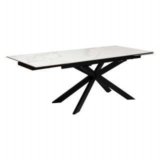 Table à manger extensible en céramique et métal pour 6 à 8 personnes - Blanc