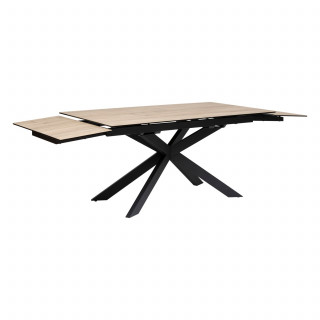 Table à manger extensible en céramique et métal pour 6 à 8 personnes - Beige